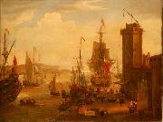Jacob Knyff, English and dutch ships taking on stores at a port